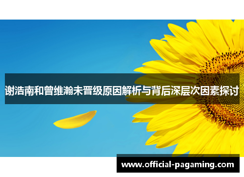 谢浩南和曾维瀚未晋级原因解析与背后深层次因素探讨 谢浩南和曾维瀚未晋级原因解析与背后深层次因素探讨