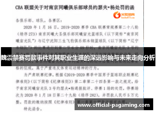 魏震禁赛罚款事件对其职业生涯的深远影响与未来走向分析